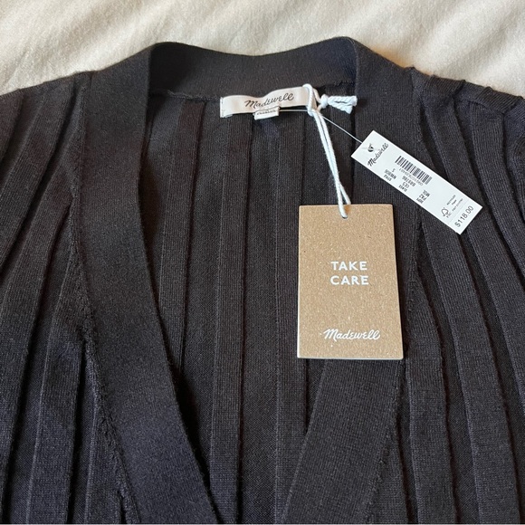 NWT Madewell Ribbed V-Neck Cardigan in Molasses - Picture 7 of 7